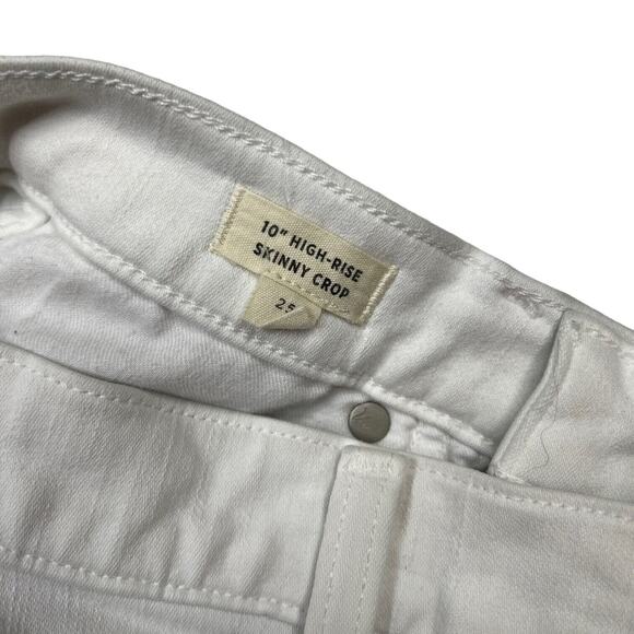 Madewell 10" High Rise Skinny Crop Jeans Stretch Button Fly Pure White Womens 25 - Picture 6 of 10
